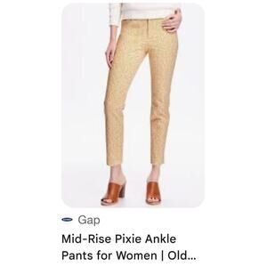 Old Navy Yellow Floral Mid-Rise Pixie Ankle Pants for Women Size 16